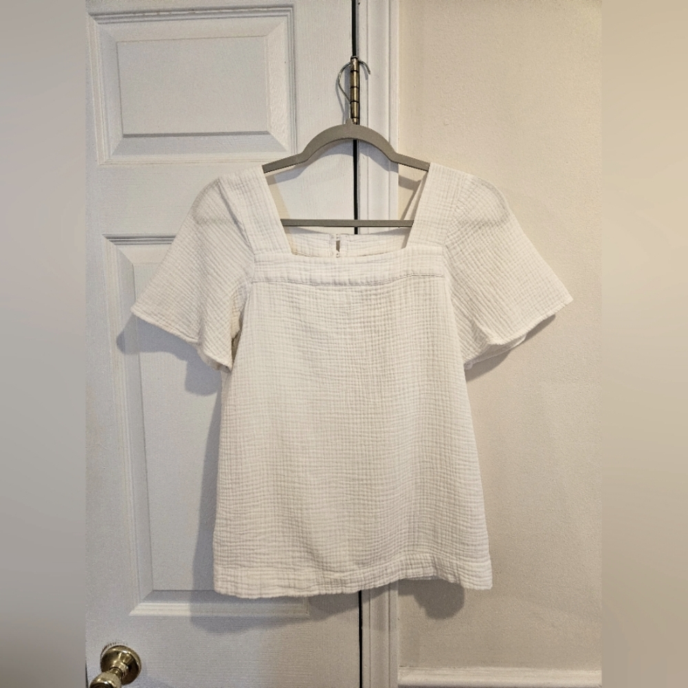 Madewell Cotton Gauze Top, XS, White